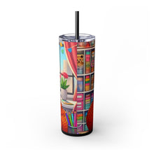 Load image into Gallery viewer, 20oz Personalized Skinny Tumbler – Stylish Crafter Girl Design – Double-Wall Insulated, Hot & Cold Drinks – BPA-Free, Stainless Steel with Lid & Straw