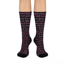 Load image into Gallery viewer, π Step Strong: Breast Cancer Awareness Cozy Cushioned Crew Socks β Inspiring Word Design π