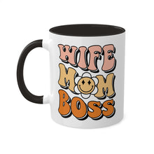 Load image into Gallery viewer, ✨ 'Wife Mom Boss' Two-Tone Accent Mug: A Sip of Empowerment ✨