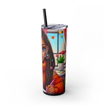 Load image into Gallery viewer, 20oz Personalized Skinny Tumbler – Stylish Crafter Girl Design – Double-Wall Insulated, Hot & Cold Drinks – BPA-Free, Stainless Steel with Lid & Straw