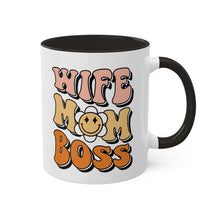 Load image into Gallery viewer, ✨ 'Wife Mom Boss' Two-Tone Accent Mug: A Sip of Empowerment ✨