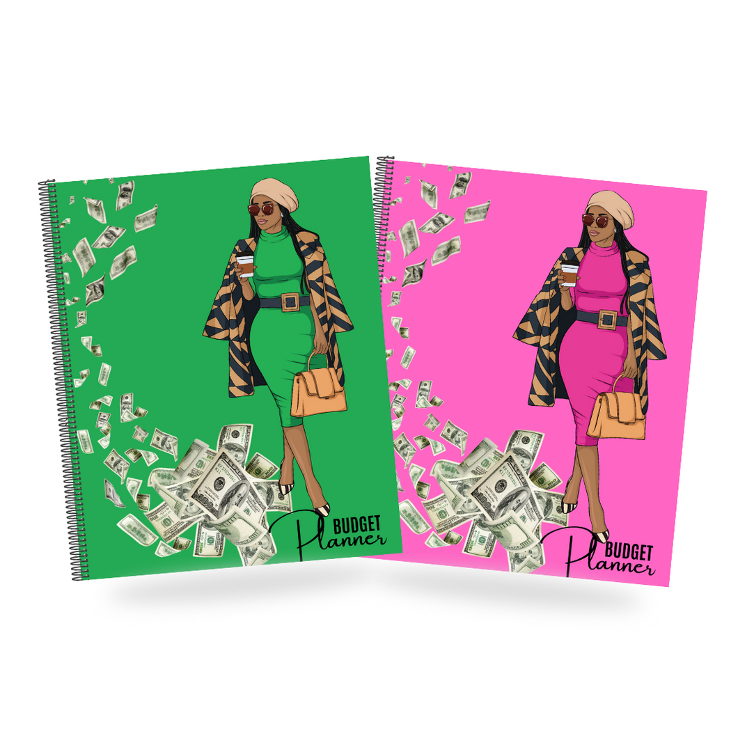 2024 Budget Planner - Your Path to Financial Success, with Bonus Savings Tracker | Pink | Green