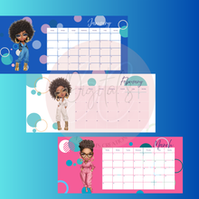 Load image into Gallery viewer, Jazzy Girl 2026 Desktop Calendar | Stylish 11x5 Desk Planner
