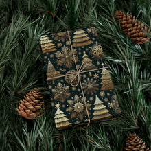 Load image into Gallery viewer, Black and Gold Snowflake Christmas | Wrapping paper
