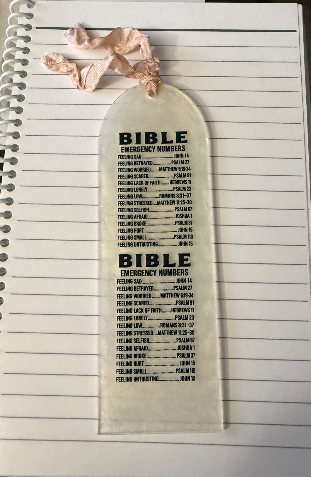 Bible Emergency Numbers Bookmark – Inspirational Scripture Gift