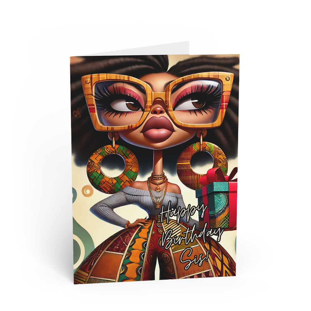 🎉 “Happy Birthday Sis!” – 5x7 Glossy Greeting Card with Matching Envelope 🎉