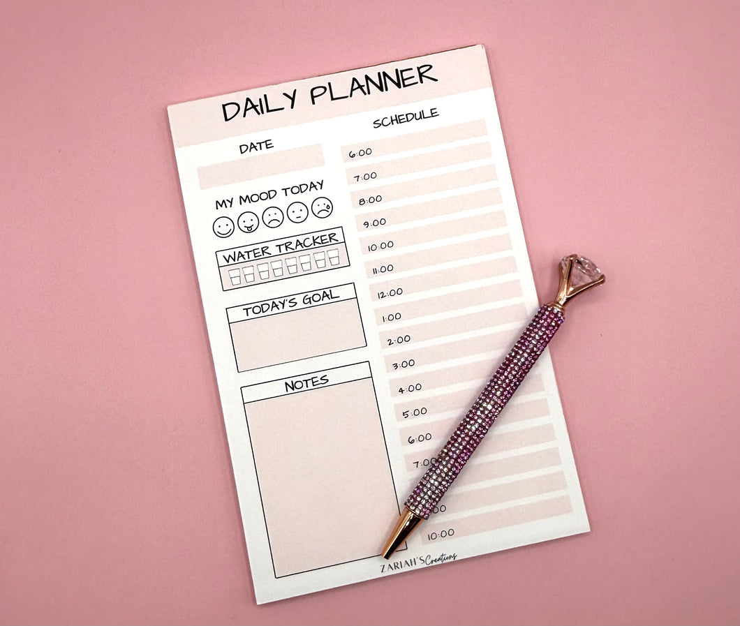 Daily Planner Notepad – Mood, Hydration & Hourly Schedule