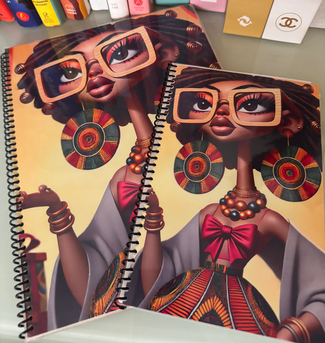 Afrocentric Journal set bundle - Vibrant lined notebook & Jot pad - Unique gift idea