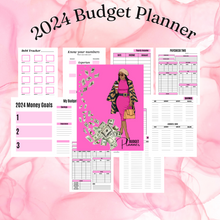 Load image into Gallery viewer, 2024 Budget Planner - Your Path to Financial Success, with Bonus Savings Tracker | Pink | Green
