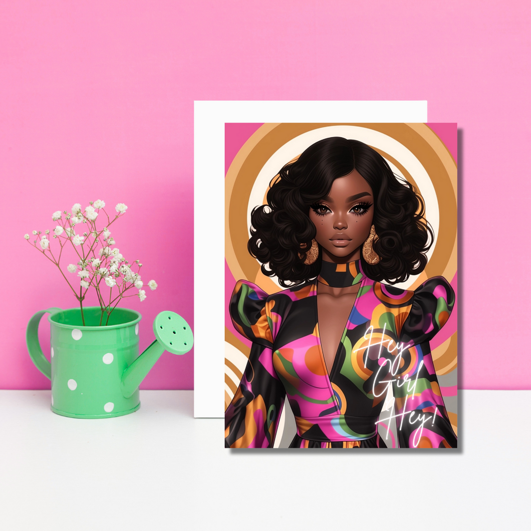 👑 “Hey Girl Hey!” – 5x7 Glossy Greeting Card with Matching Envelope 👑