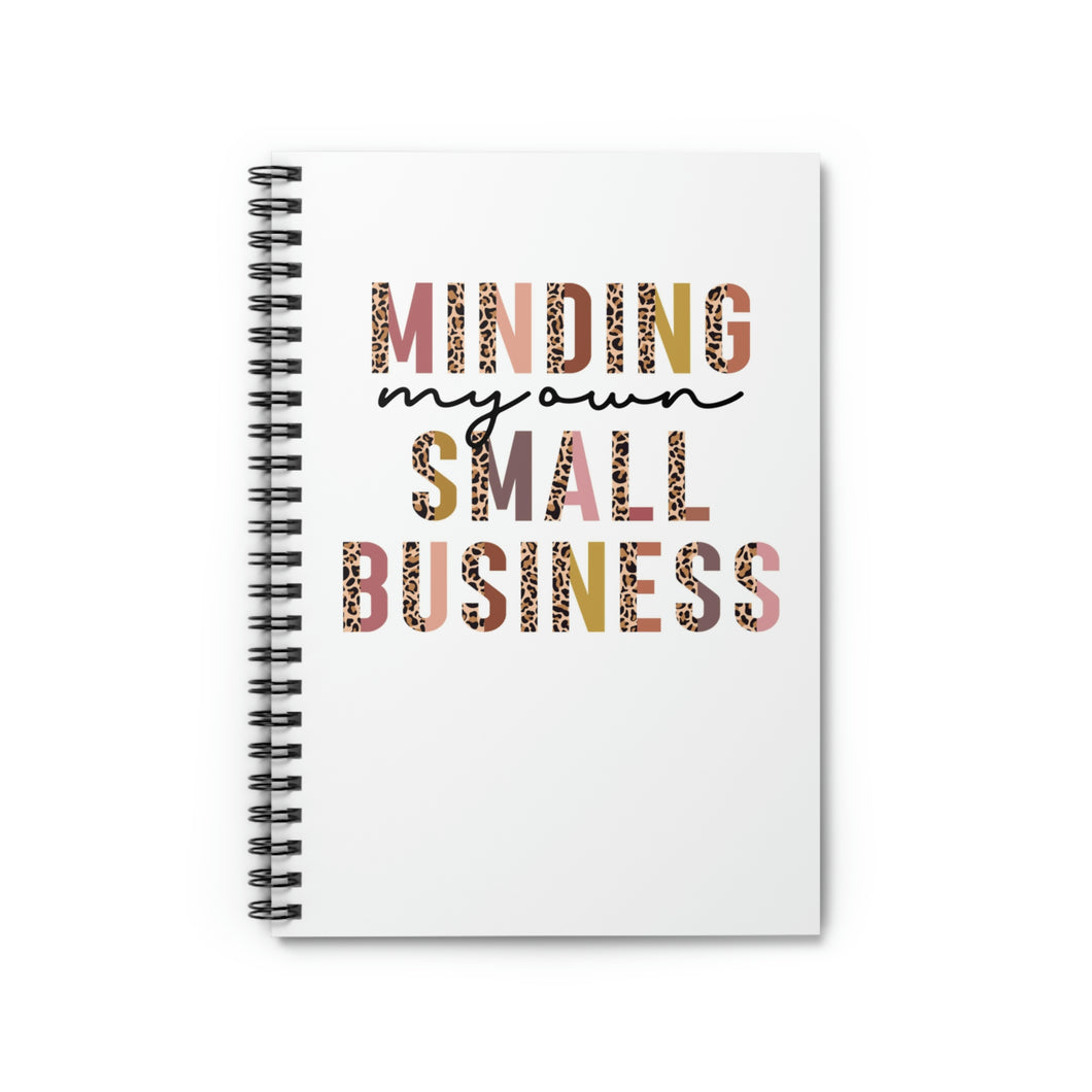 Pink and Leopard | Minding my own Small Business Journal | Spiral Notebook - Ruled Line